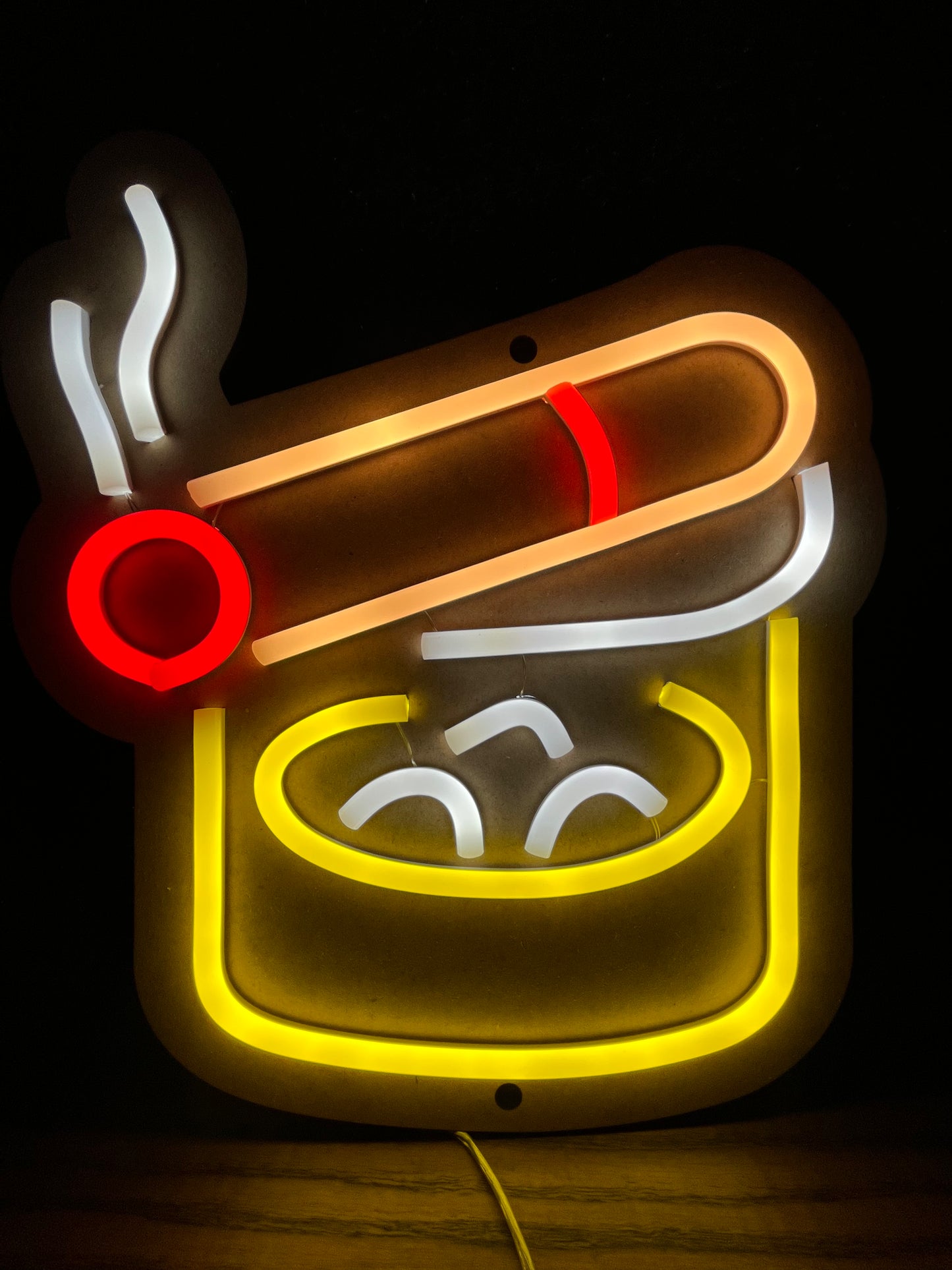 Cigar and Glass Neon Light Sign SVG FILE