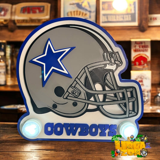 Cowboys Helmet (2Files) with and without lights Bank 3D file 3MF