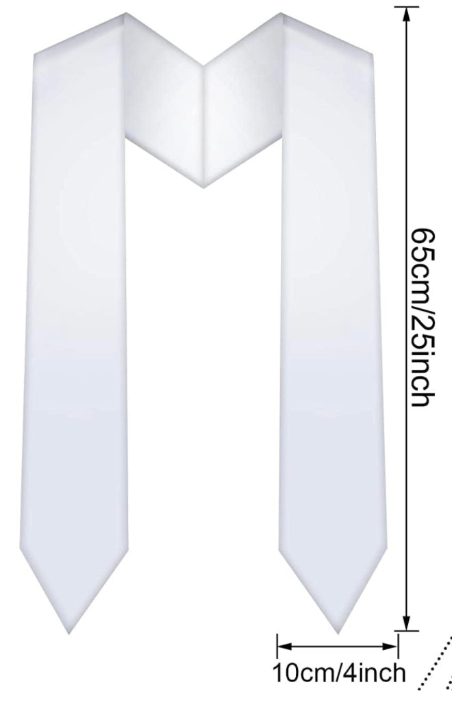 White 51 inch Kids Graduation Stole